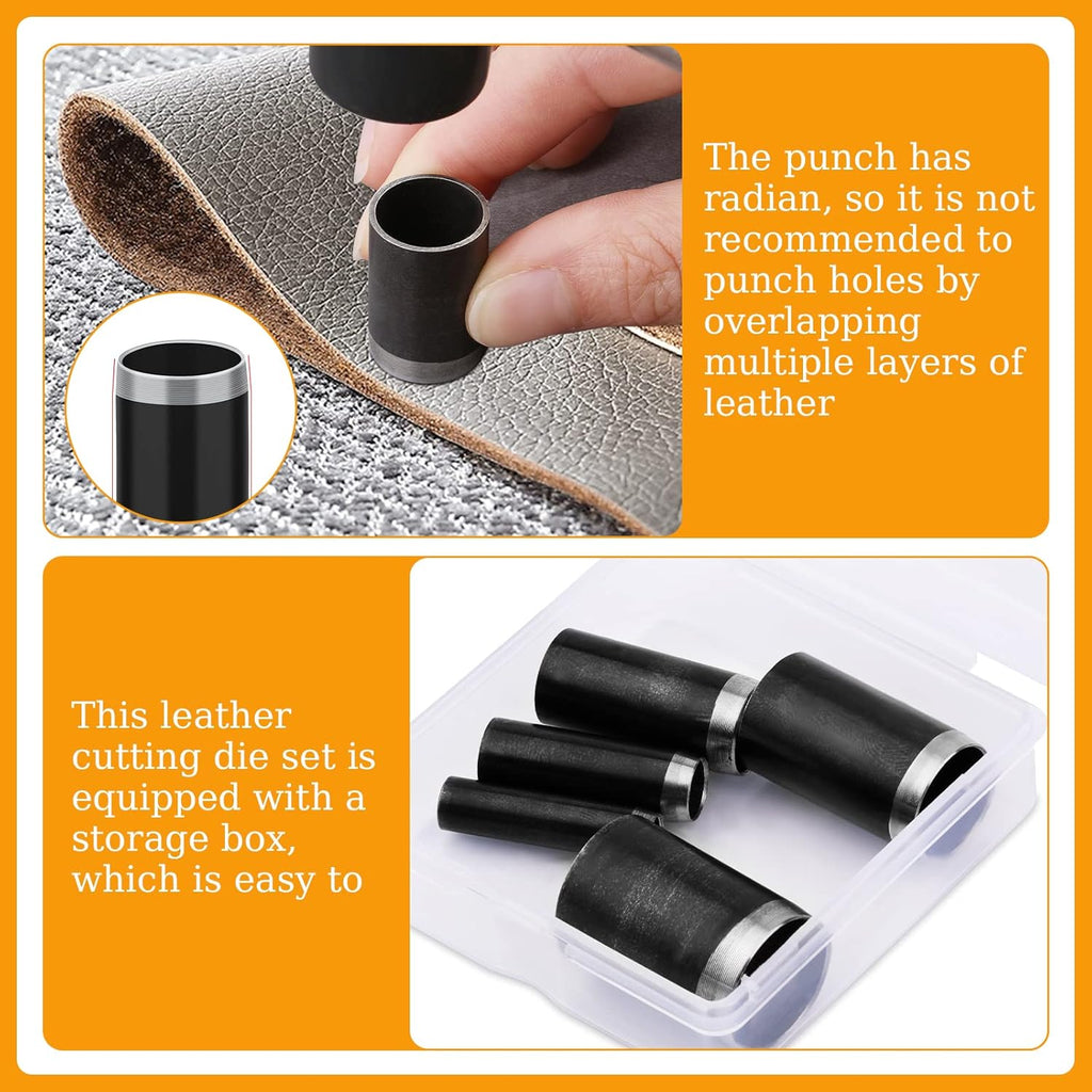 5 Sizes Round Hole Punch, Hollow Punch Cutter Tool Set with Storage Case, Leather Craft Tools Kit for Handmade DIY Craft Hole Punch Black  5 pcs  Black  5 pcs