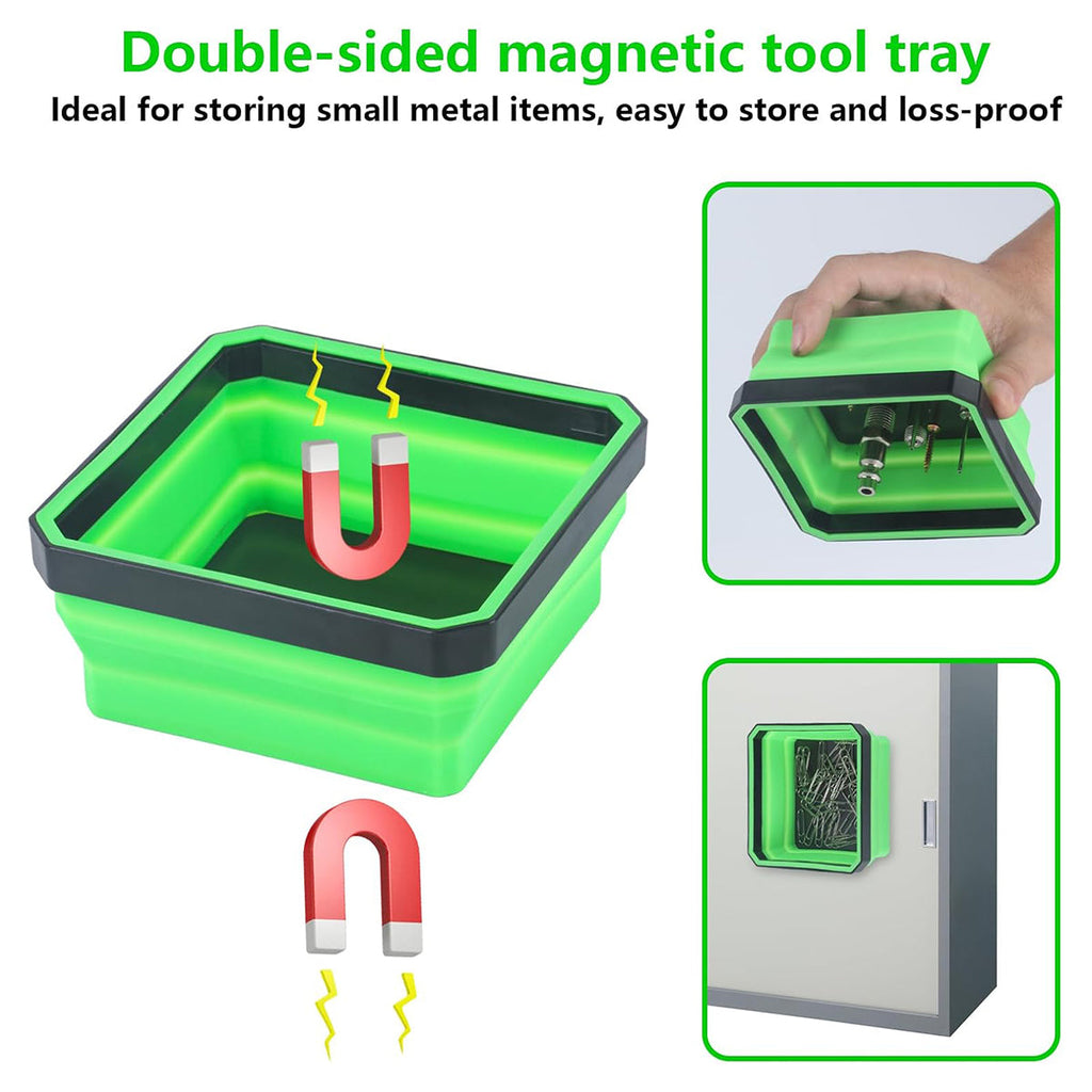 10PCS Silicone Magnetic Tool Tray Folding Storage Disk Screw Bolt Organizer