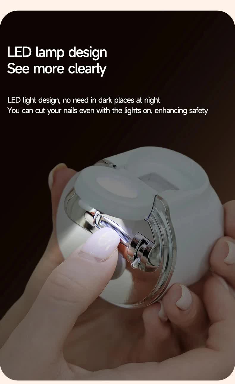 2-in-1 Electric Nail Clipper with Magnifying Glass & LED Light - Automatic Nail Trimmer & Polisher for Babies, Seniors & Adults - Safe USB Rechargeable Manicure Tool with Debris Storage - White